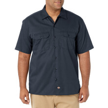 Dickies Herren-Kurzarmhemd „Big and Tall“ mit Button-Down-Kragen, Dunkelblau, 3X-Large, große US-Größe