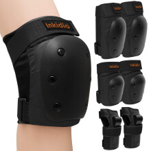 Protective Gear Set for Kids/Women/Men with Knee Pads, Elbow Pads, Wrist Guards, Ideal for Skating, Skateboard, Scooter, Cycling Black
