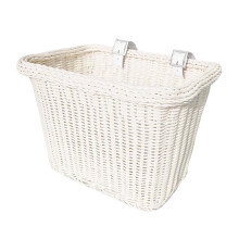 Bicycle Basket Made of Wicker, for Front Adults, WaterRepellent, with Adjustable Leather Straps, , Front, , Women, Willow White
