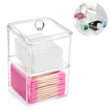 Porte-cotons-tiges en acrylique, pot en plastique transparent pour distributeur de cotons-tiges de salle de bain, multifonctionnel et peu encombrant
