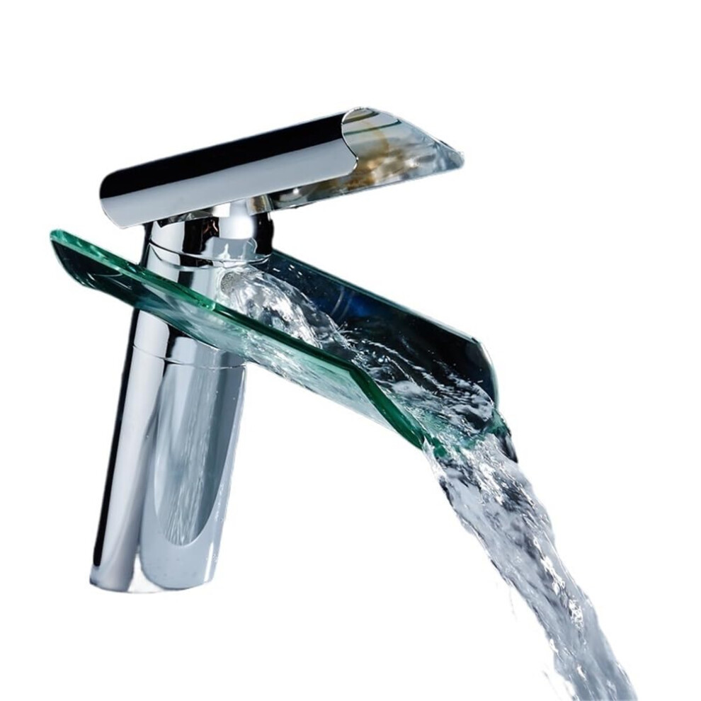 Bathroom Sink Faucet Glass Waterfall Basin Tap Hot And Cold Mixer With Durable Chrome Finish 9119770801364