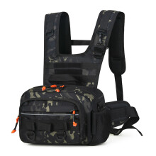 Fishing Backpack with Rod Holders, Lure Storage Chest Bag, Molle Gear Bag for Outdoor Use, Multi-Functional Rig Pouch