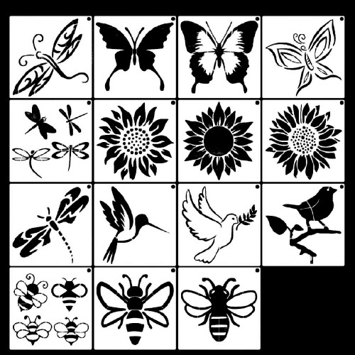 15Pcs Butterfly PET Drawing Templates for Craft Making Wall