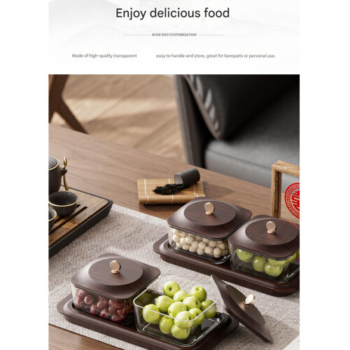 Multifunctional Wood Look Fruit Dish Nut-Two compartments plu 1