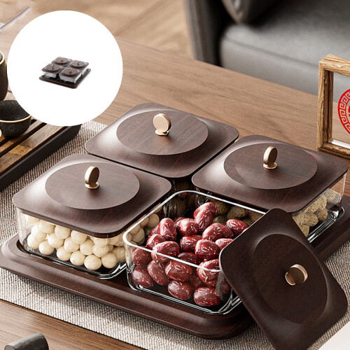 Multifunctional Wood Look Fruit Dish Nut-Two compartments plu 2