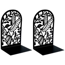 Pack of 2 Heavy Duty Metal Bookends for Shelves Hollowed-Black