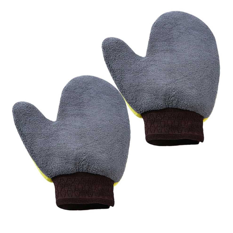 2Pcs Car Wash Mitt Doublesided Microfiber Cleaning Glove Oversized Soft Nonslip For Auto Detailing 9119770801166
