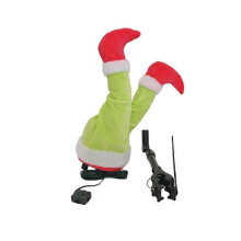 (Green Grinch) Shaking Legs Festival Adornment Unique Swinging Legs Christmas Tree Accessory Plush Holiday Charm Decoration