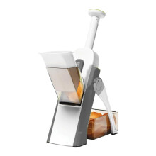 Adjustable Safe Mandoline Slicer with Hidden Blades, 5in1 Vegetable Chopper, 0.18mm Thickness, Grey