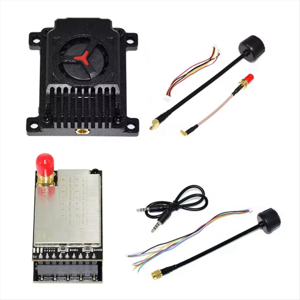 3.3G 3.5G 4W Vtx 16Ch+3.3Ghz Analog Vrx Wireless Video Audio Transmitter Receiver For Fpv Long Rang Rc Racing Drone Black 4853066943134