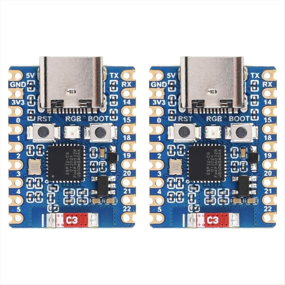 2Pcs Esp32 Development Board Esp32-C6 Mini Development Board Based On Esp32-C6fh4 Dual Processors 2.4Ghz Wifi 6 & Bt5 4853066940270