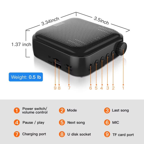 Draagbare stemversterker Mini-audioluidspreker met microfoon Oplaadbare ultralichte luidspreker voor leraren 1