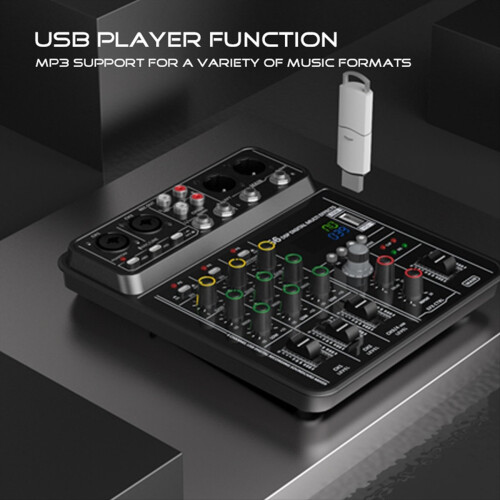 Μίκτης ήχου 4 καναλιών 48V Phantom Power USB Μίκτες ήχου στούντιο Bluetooth Κονσόλα DJ για Karaok 2