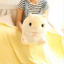 (blue) Coloful Stuffed Hamster Animal Pillow with Blanket Kawaii Plush Hamster Toy for Children Cartoon Gift