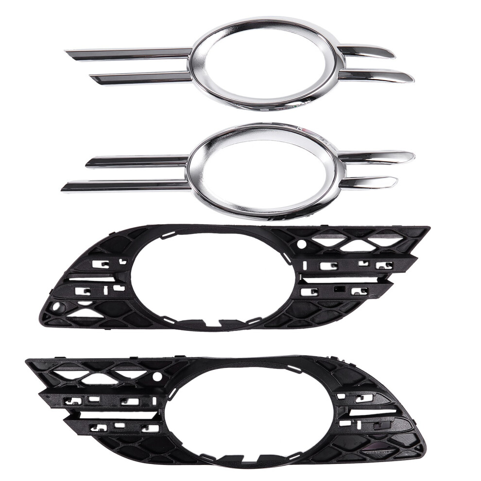 4Pcs Front Bumper Fog Chrome Grill Trim Cover Left Right For Mercedes-Benz 2007 2008 2009 W211 E320 E350 E550 E63 Amg Light 4713514136795