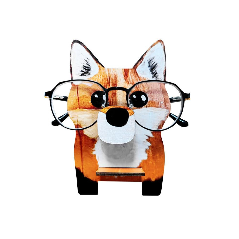 Glasses Holder Stand Handcrafted Wooden Fox Eyeglass Display Rack for Home and Office Decor