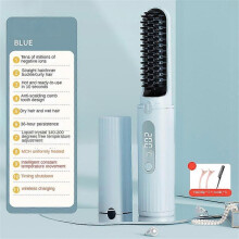 (Blue charging model) Electric Hair Straightener Brush Straight Quick Iron Hot Comb Styling Tool