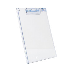 Opstaand helder acryl klembord met penclip en-Transparant Blauw