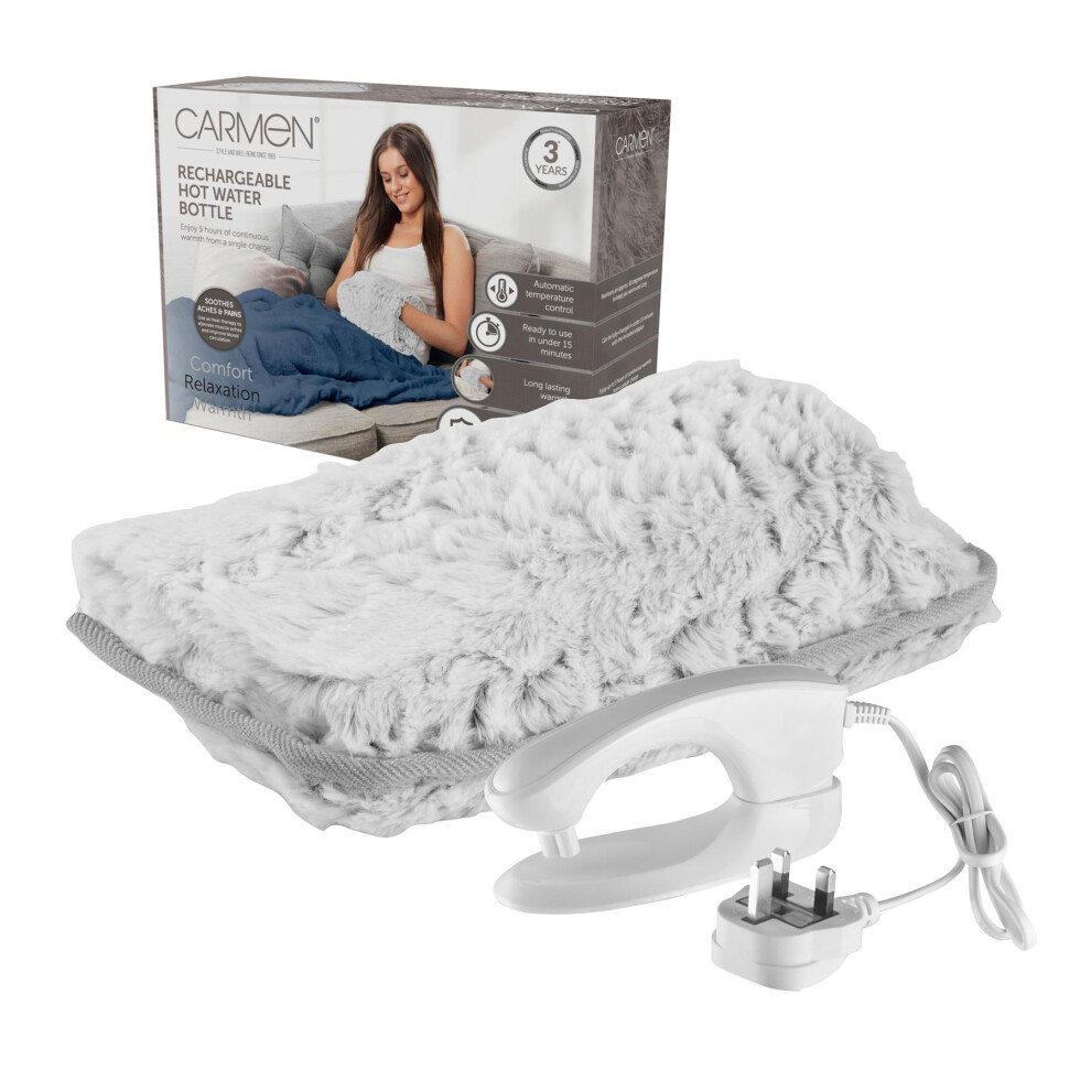 Carmen Rechargeable Hot Water Bottle Rabbit Faux Fur Cover Auto Temperature