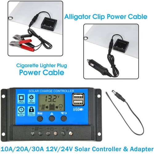 50W/80W/100W Solar Panel Kit, Flexible Monocrystalline, Charge Controller for 12V Car Batteries Ref: 6546 2