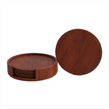 6er-Set Untersetzer aus Leder mit Holzmaserung für Tee- und Kaffeetassen – Isolierte, rutschfeste Platzsets für Hausbar und Küchentheke, Braun