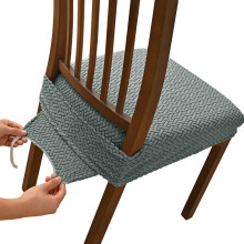 Lot de 4 housses de siège de chaise en Jacquard-Gris clair