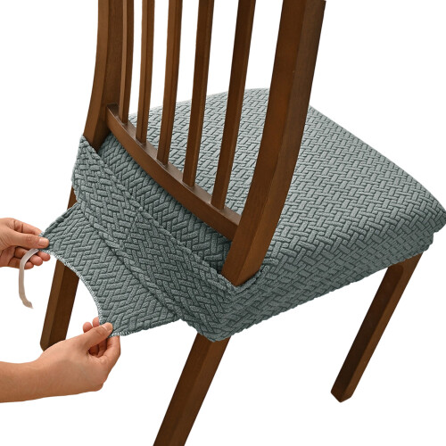 Lot de 4 housses de siège de chaise en Jacquard-Gris clair