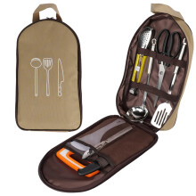 EdelstahlCampKochutensilienSet – outdoor cooking utensil set, CampingUtensilienSet, CampKochausrstung