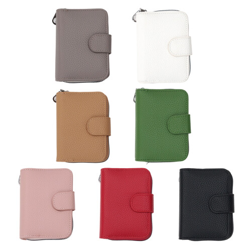 Multifunctional Leather Card Wallet With 12 Card Slots-White 1
