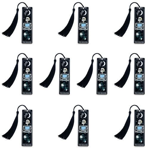 10 Pcs Reading Bookmarks Skeleton Bookmarks Acrylic Page-Black
