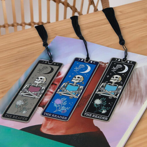 10 Pcs Reading Bookmarks Skeleton Bookmarks Acrylic Page-Black 2