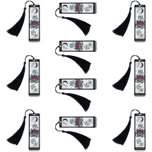 10 Pcs Skeleton Bookmarks with Tassels Page Markers-White