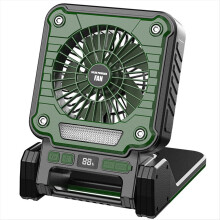 Solar 20000mAh Electric Fan with Led Lights for Tents,Car Camping Hooks and Usb&Solar Charging for Hiking,Fishing Green