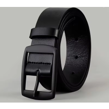 (Black) Mens PU Leather Belt 117cm Metal Pin Buckle
