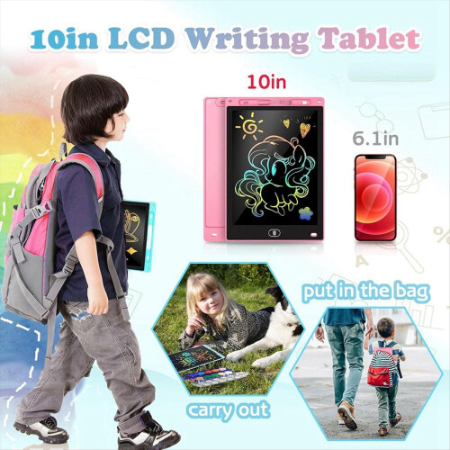 Conjunto de 2 Tablets de Escrita LCD para Crianças - Brinquedos de Desenho Pré-escolares e Essenciais para Viagem - 10 Polegadas 1