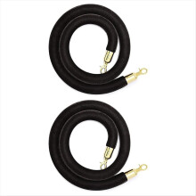 2er-Pack Samt-Absperrseil mit goldenen Haken, Absperrseil zur Besucherlenkung, Sicherheitsbarriere, roter Teppich, 1,5 m, schwarz