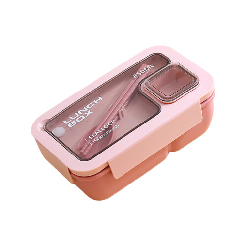 Boîte Bentos à compartiments-Ensemble rose HC5227 rectangulaire