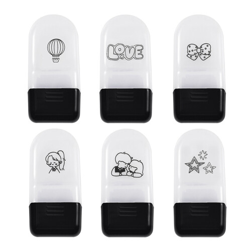 6Pcs Cartoon Roller Stamp For Card Making Scrapbooking School