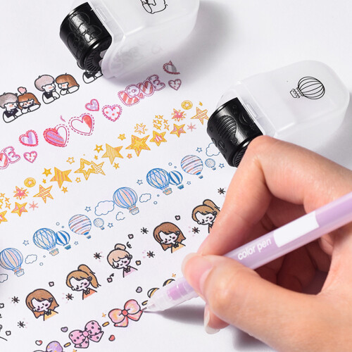 6Pcs Cartoon Roller Stamp For Card Making Scrapbooking School 1