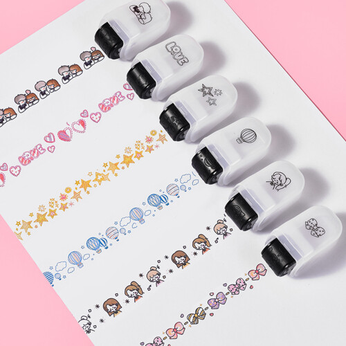 6Pcs Cartoon Roller Stamp For Card Making Scrapbooking School 2
