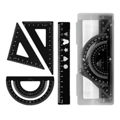 4 Pcs Geometry Ruler Set Math Protractor Triangle Ruler Set-1