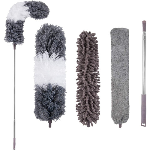 Microfiber Duster with Telescoping Extension Pole, Extendable & Bendable for High Cleaning Tasks