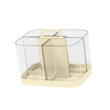 4 Compartments Pencil Storage Box with Handle Desk-Creamy