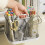 4 Compartments Pencil Storage Box with Handle Desk-Creamy 5