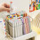 4 Compartments Pencil Storage Box with Handle Desk-Creamy 7