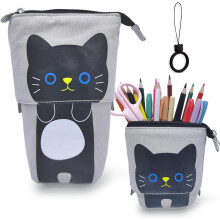 Staande pennenhouder, schattig cartoonontwerp, canvas Kwaii uitschuifbaar etui voor multifunctioneel gebruik, opbergoplossing met grote capaciteit