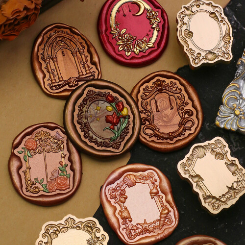 Ornate Embossed Brass Wax Seal Stamp Head Interchangeable-06 2