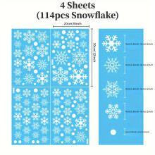 Festive 114pcs Snowflake Window Clings - Electrostatic White Snowflakes For Christmas & Winter Door Decorations Snowflak
