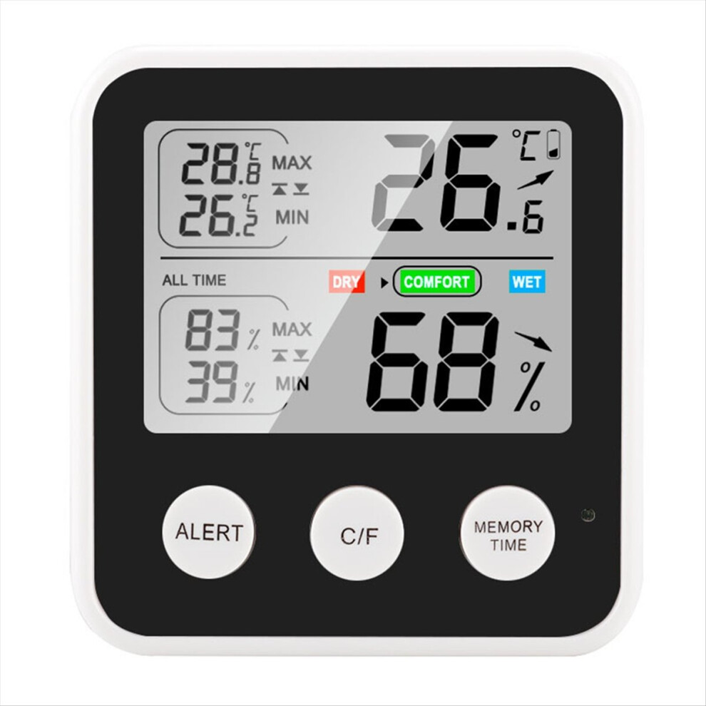 Temperature and Humidity Monitor Mini Hygrometer Temperature Gauge Digital Mini -Hygrometer Indoor Black