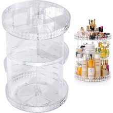 Eleganter, drehbarer Make-up-Organizer, kristallklarer Stauraum mit großem Fassungsvermögen und verstellbaren Paneelen, 360-Drehfunktion für